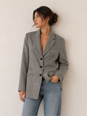 Halston Heritage Black and White Glen Plaid Blazer